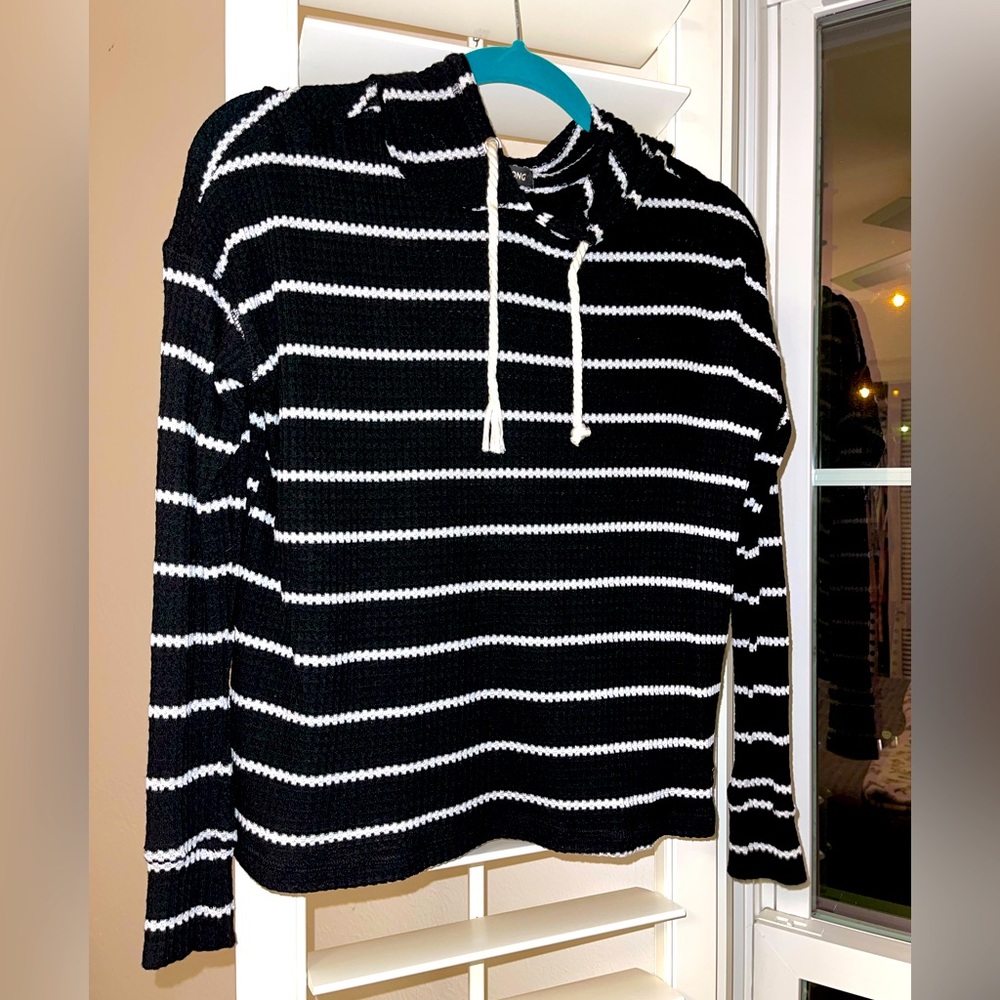 Black and white, long sleeve hoodie